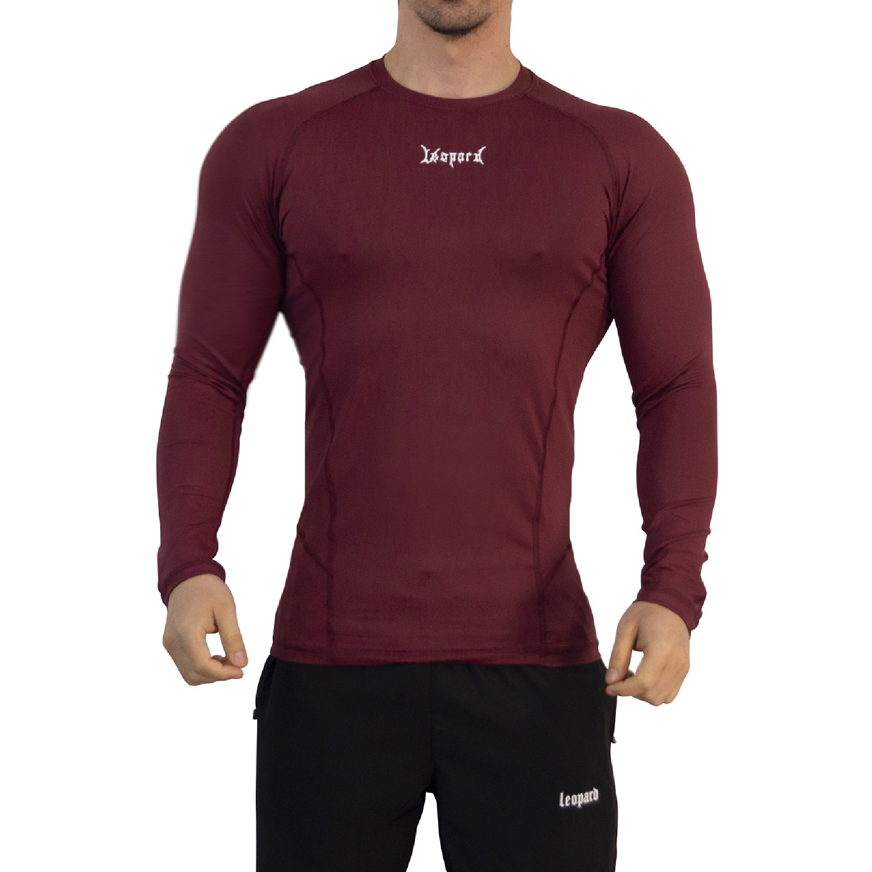 John Leopard Strike Ops Compression Long Sleeve Burgundy - Imagen 3