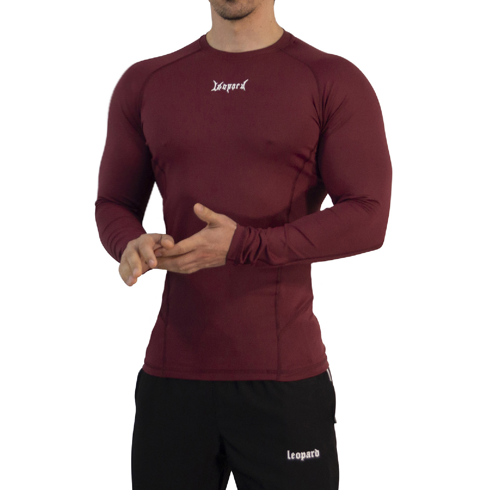 John Leopard Strike Ops Compression Long Sleeve Burgundy - Imagen 6