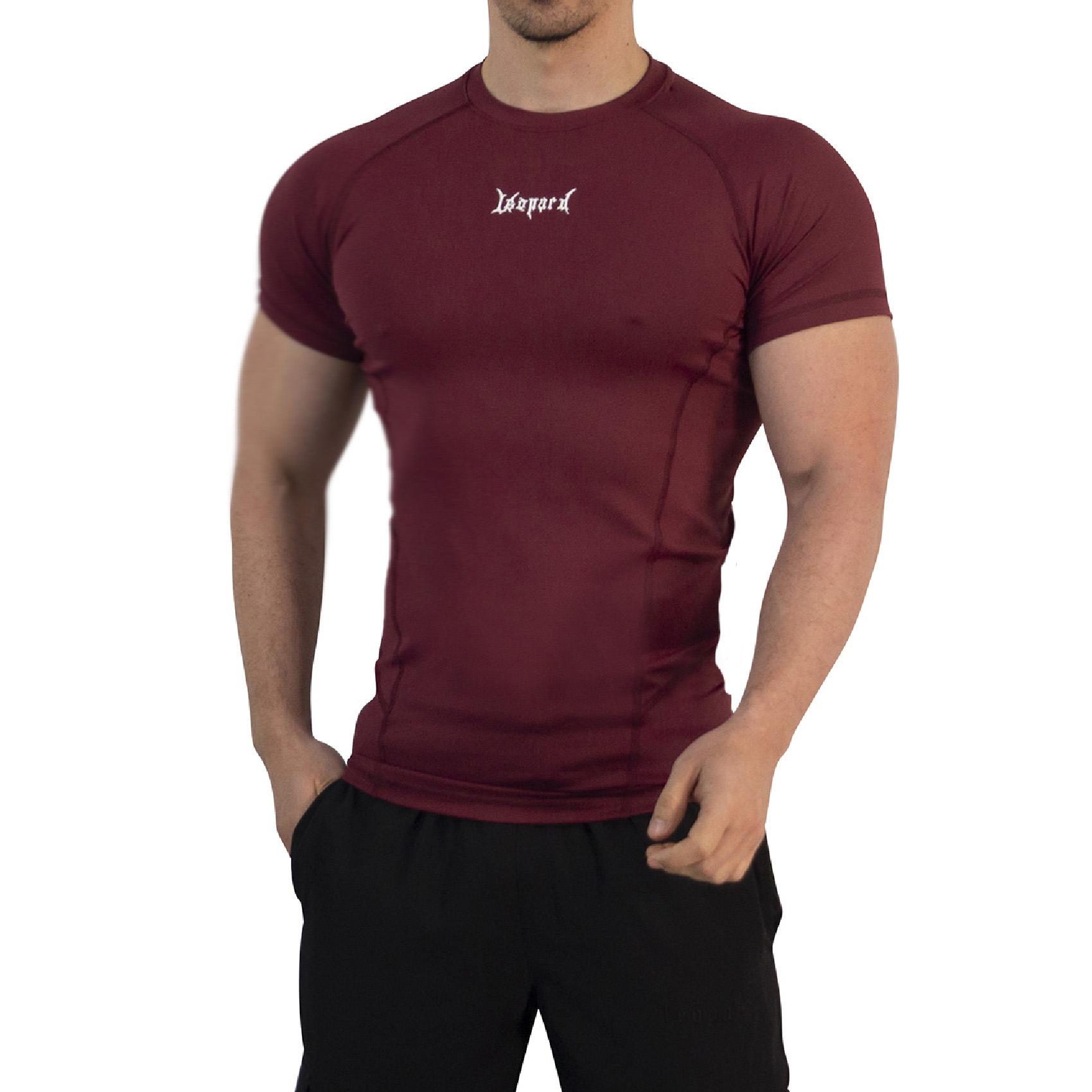John Leopard Strike Ops Compression Short Sleeve Burgundy - Imagen 7