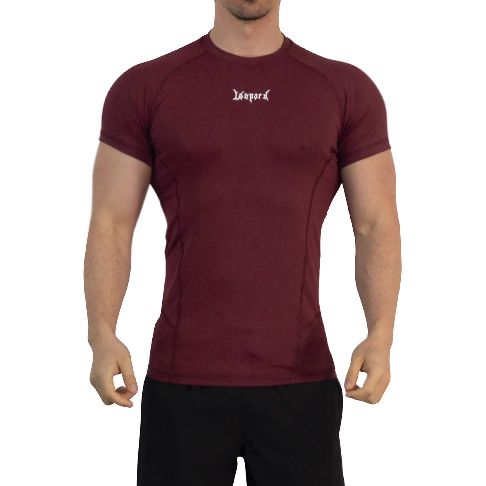 John Leopard Strike Ops Compression Short Sleeve Burgundy - Imagen 2