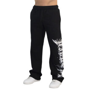 John Leopard Jogger Straight Fit Dark Series Distressed Logo Black