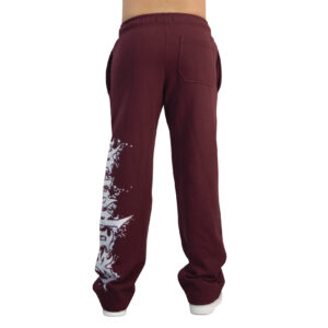 John Leopard Jogger Straight Fit Dark Series Distressed Logo Burgundy