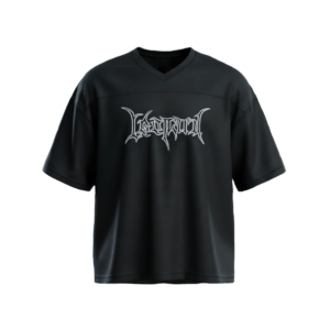 Crop Jersey Oversized Black Dark Logo White