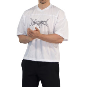 John Leopard Crop Jersey Oversized White Dark Logo Black