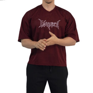 John Leopard Crop Jersey Oversized Burgundy Dark Logo White