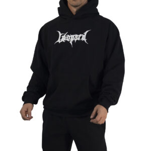 John Leopard Hoodie Oversized Dark Series Distresed Logo Black