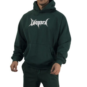 John Leopard Hoodie Oversized Dark Series Distresed Logo Dark Green