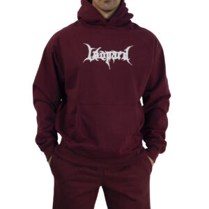 John Leopard Hoodie Oversized Dark Series Distresed Logo Burgundy