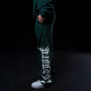 John Leopard Jogger Straight Fit Dark Series Distressed Logo Dark Green