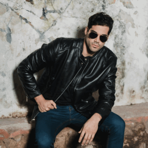 John Leopard True Leather Black Biker Jacket