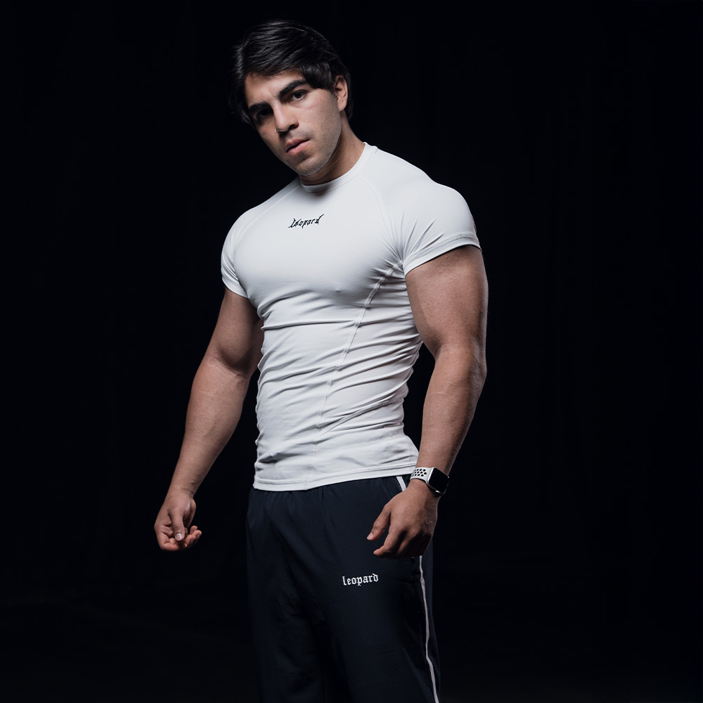 John Leopard Strike Ops Compression Short Sleeve White