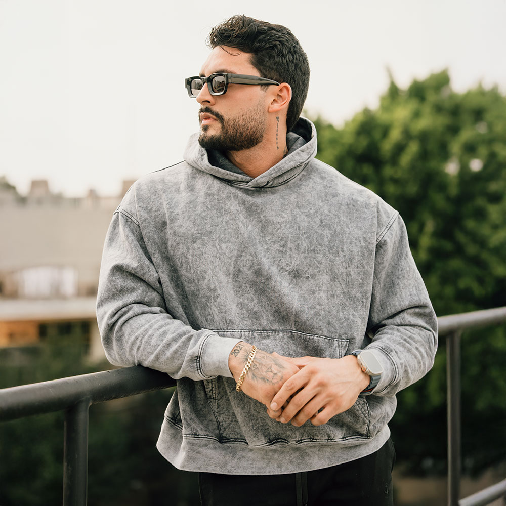 John Leopard Essential Acid Hoodie Gray