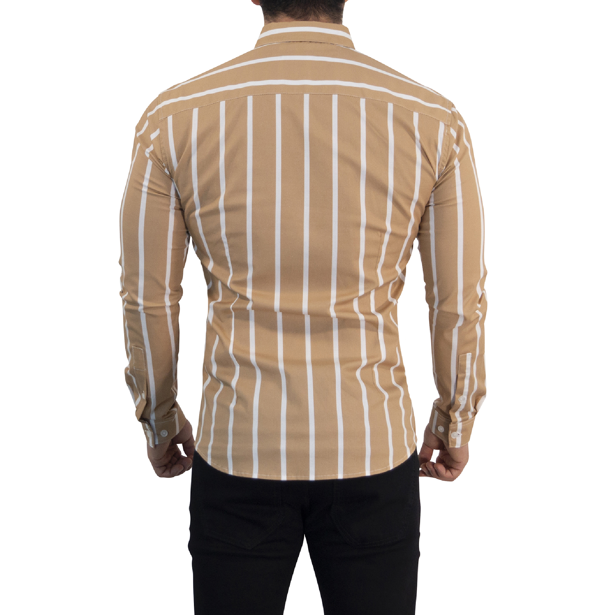 Camisa Slim Fit Light Stripe Mustard - Imagen 3