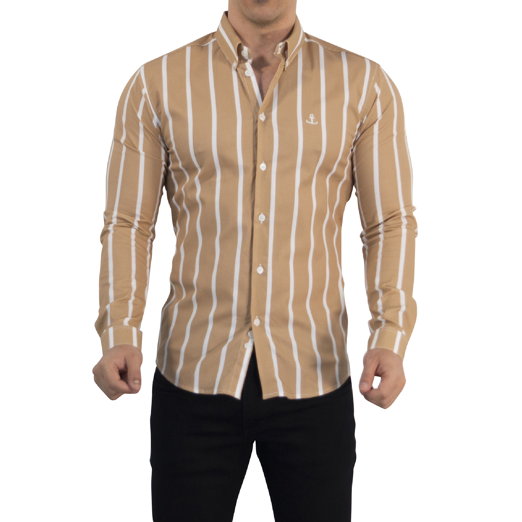 Camisa Slim Fit Light Stripe Mustard - Imagen 2
