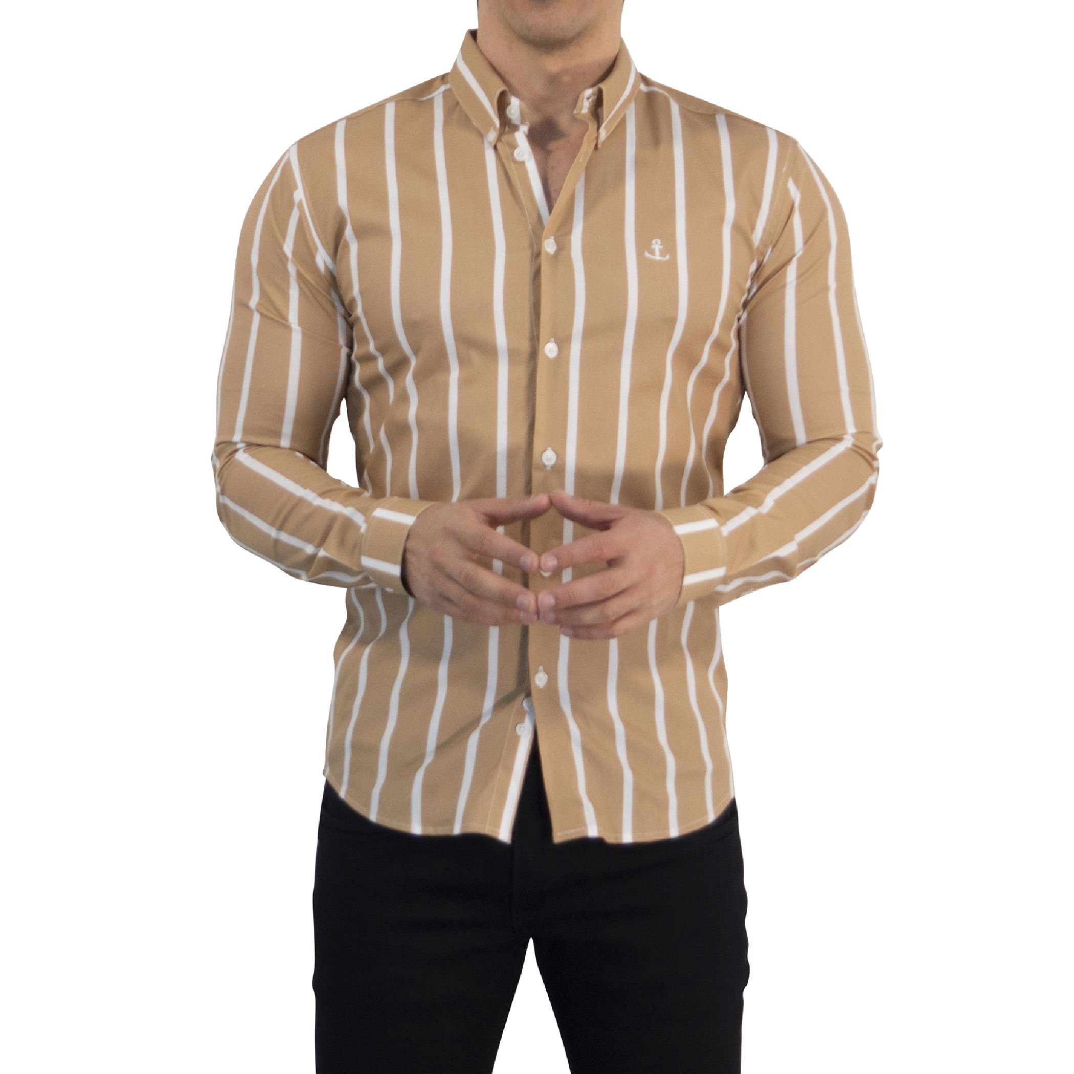 Camisa Slim Fit Light Stripe Mustard - Imagen 4
