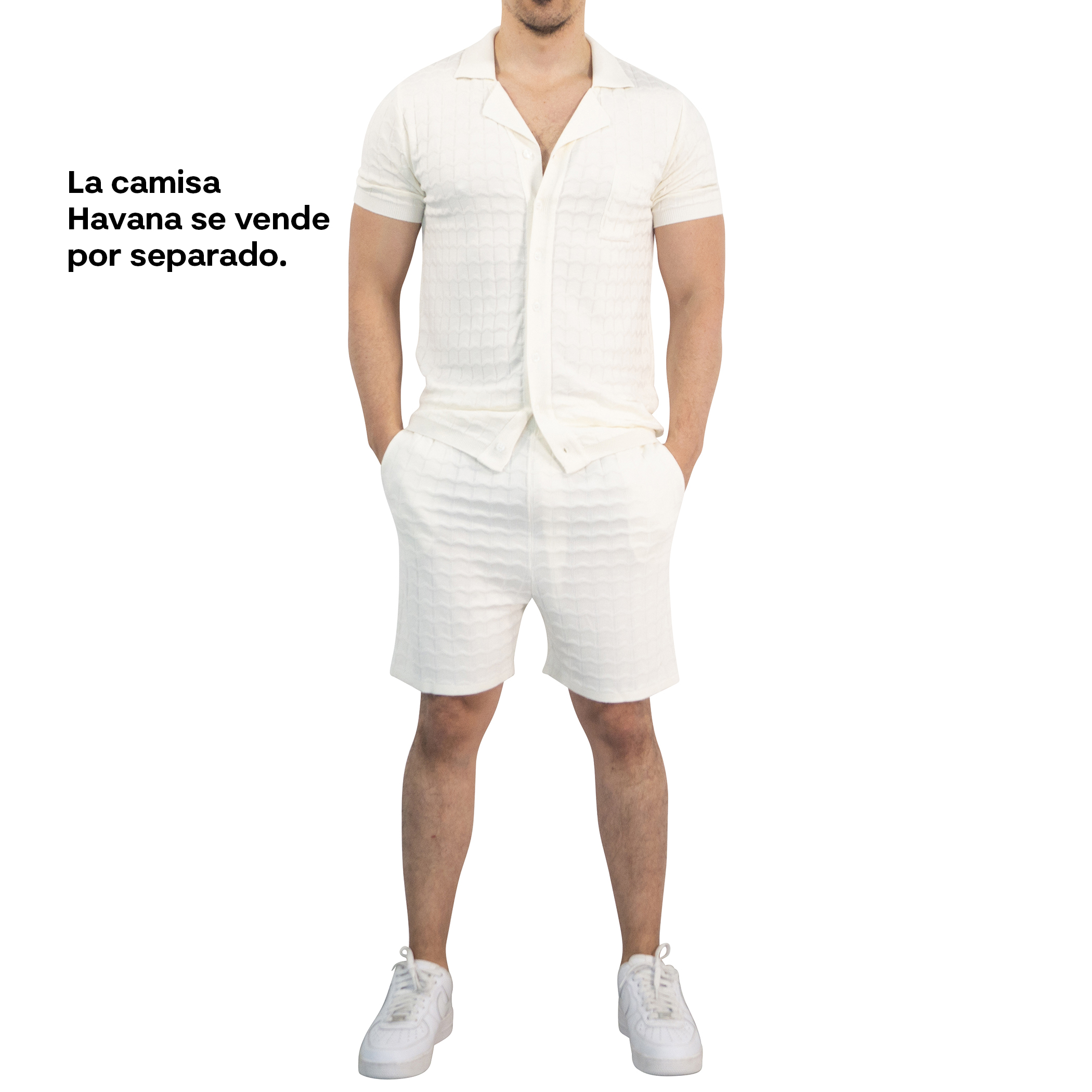 John Leopard Havana Knitted Short Bambú Raw White - Imagen 4