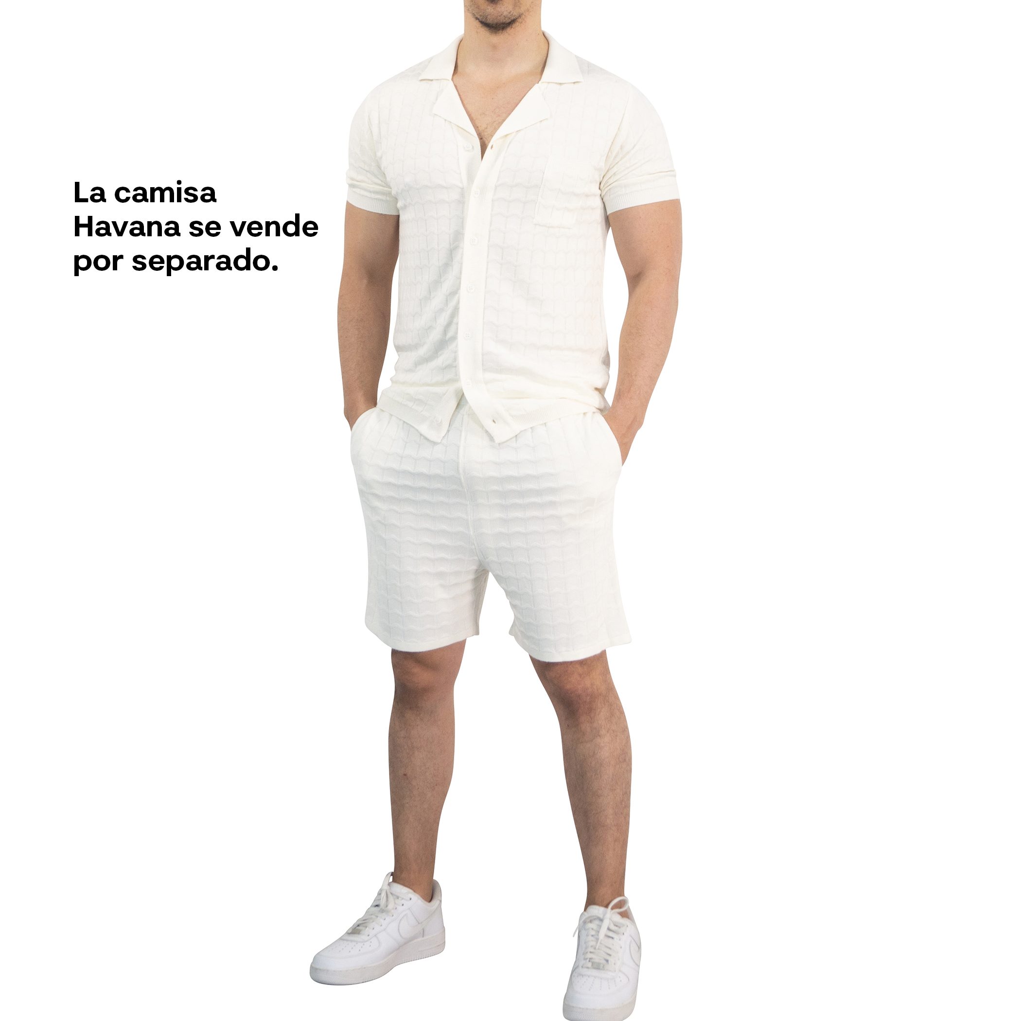 John Leopard Havana Knitted Short Bambú Raw White - Imagen 5