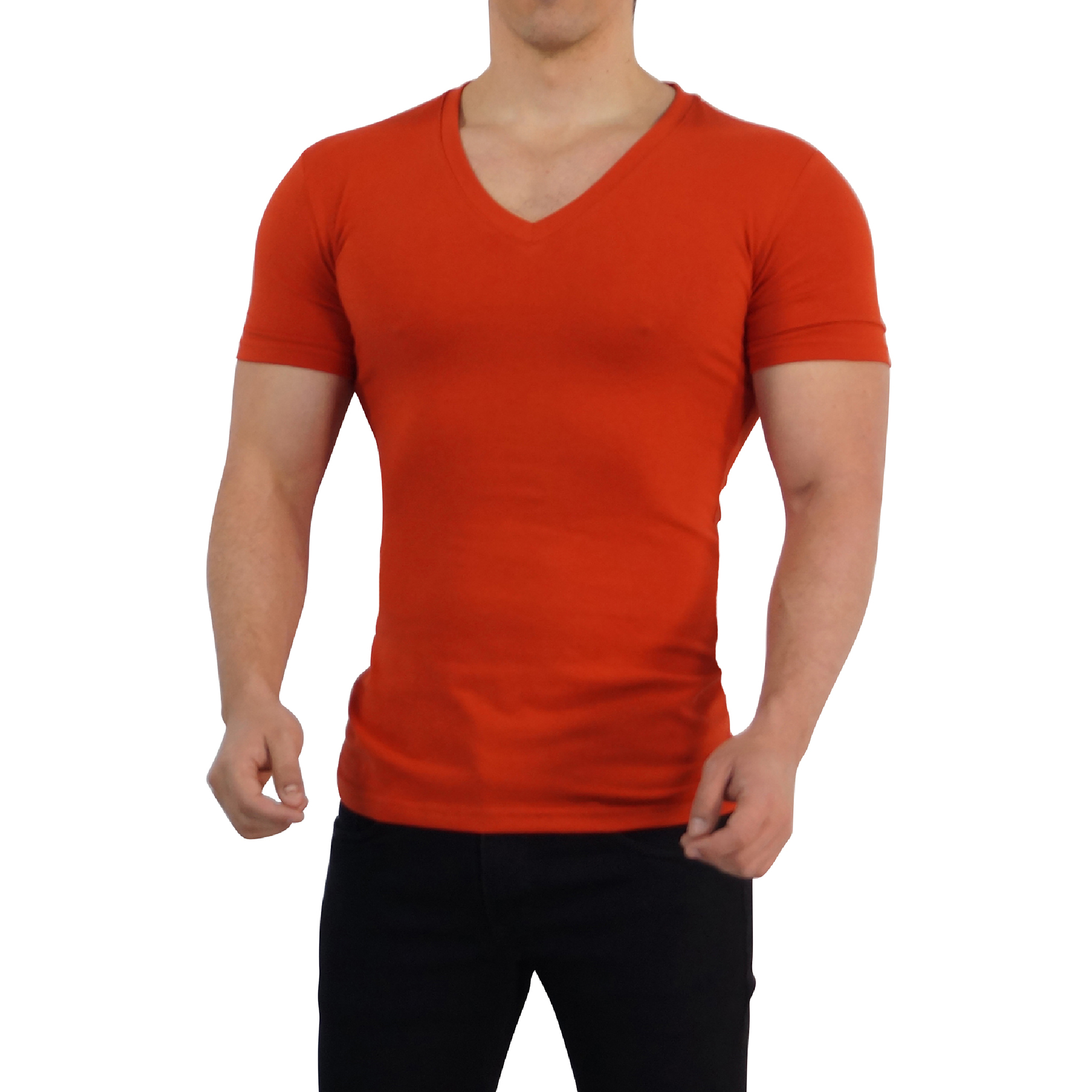 John Leopard Playera Cuello V Profundo Terracota - Imagen 3