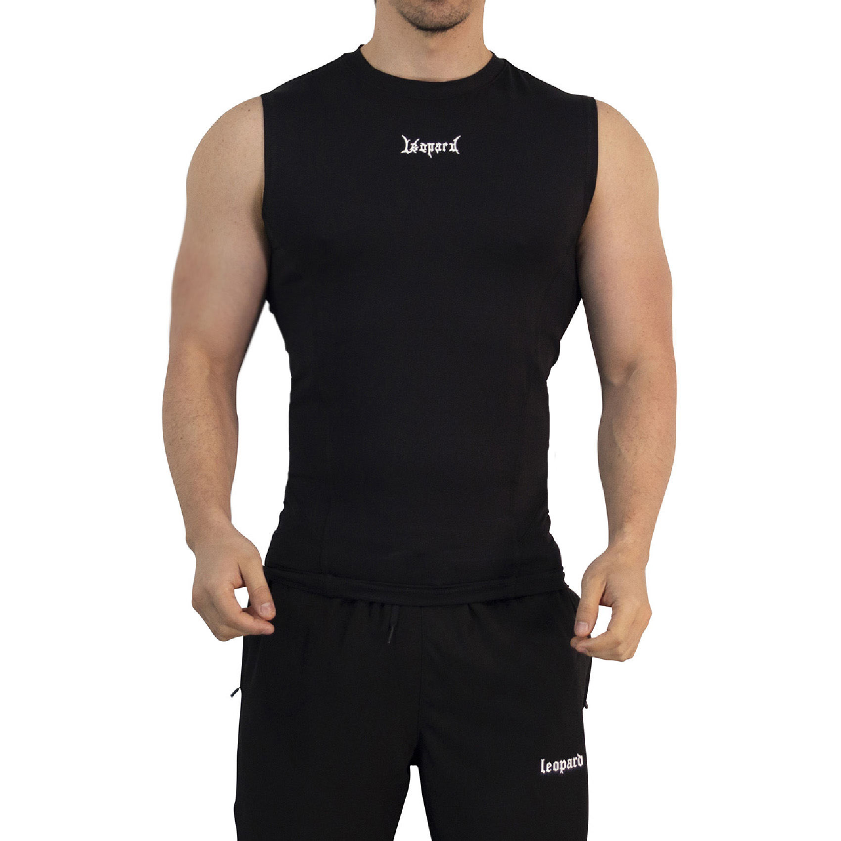 John Leopard Strike Ops Compression Tank Sleeve Black - Imagen 4