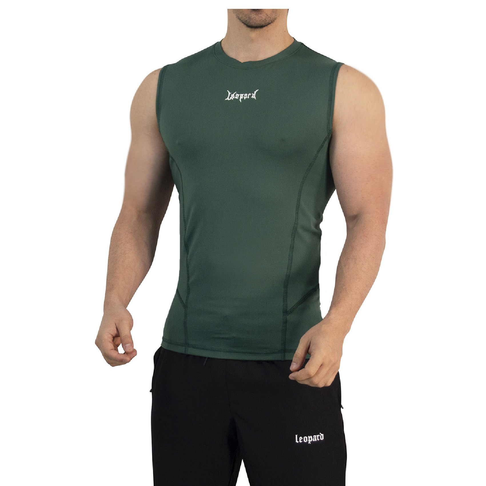 John Leopard Strike Ops Compression Tank Sleeve Dark Green - Imagen 6