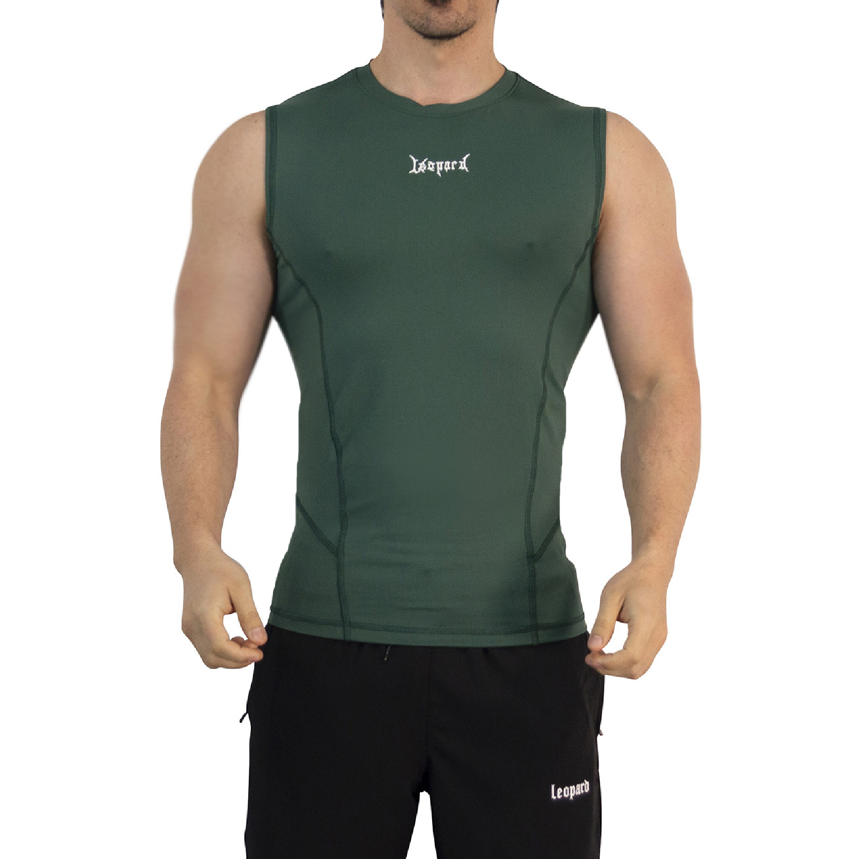 John Leopard Strike Ops Compression Tank Sleeve Dark Green - Imagen 5