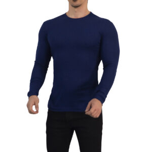 John Leopard Playera Ribbed Long Sleeve Navy