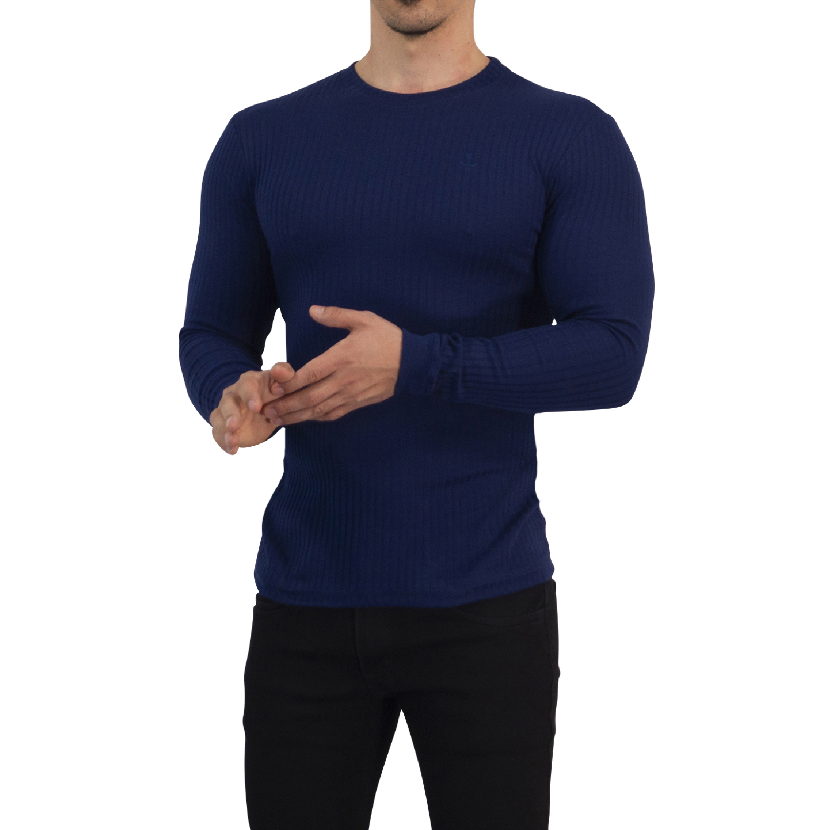 John Leopard Playera Ribbed Long Sleeve Navy - Imagen 2