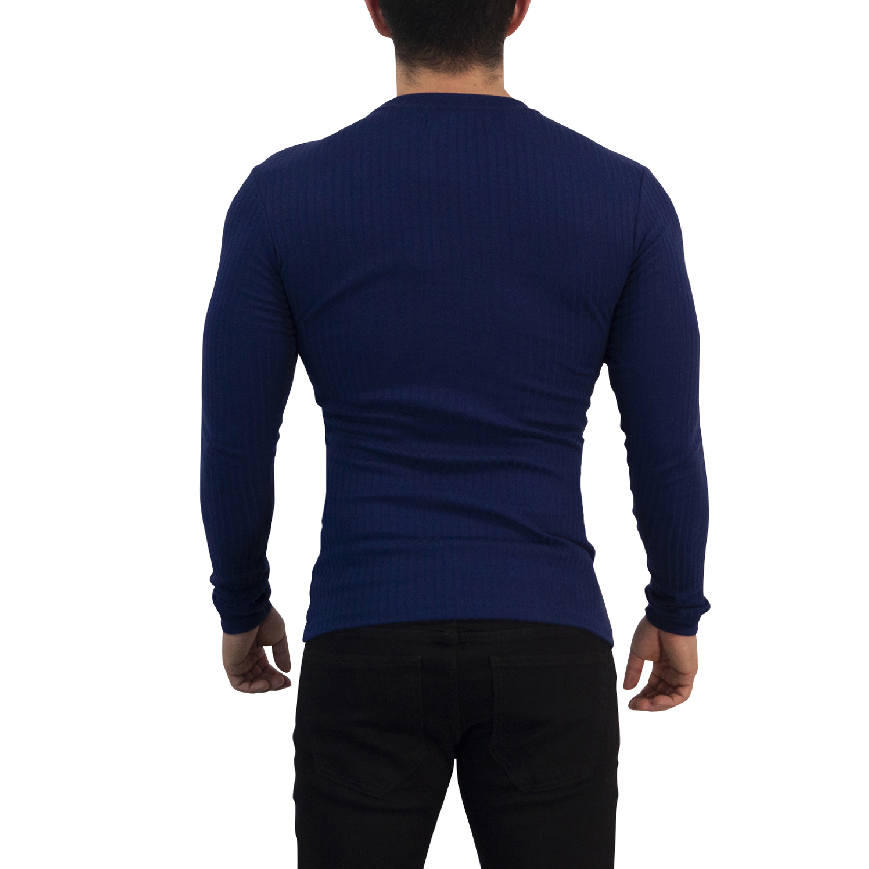 John Leopard Playera Ribbed Long Sleeve Navy - Imagen 3