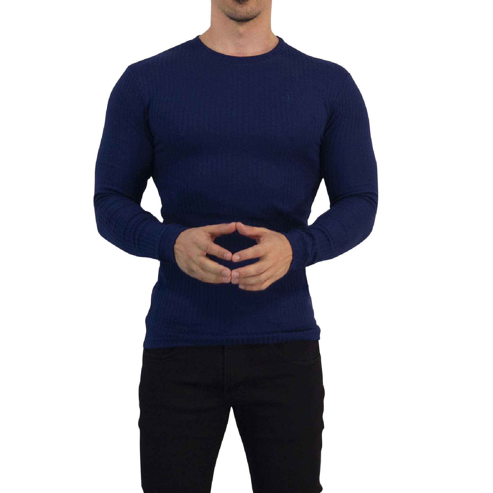 John Leopard Playera Ribbed Long Sleeve Navy - Imagen 6