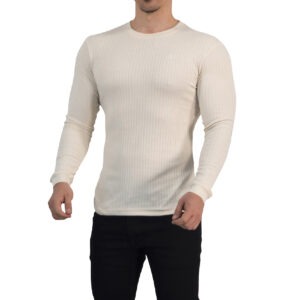 John Leopard Playera Ribbed Long Sleeve Raw Cream