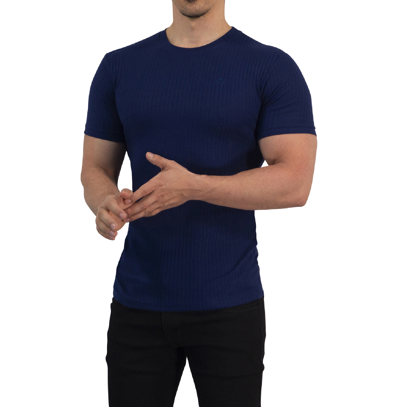 John Leopard Playera Ribbed Short Sleeve Navy - Imagen 2