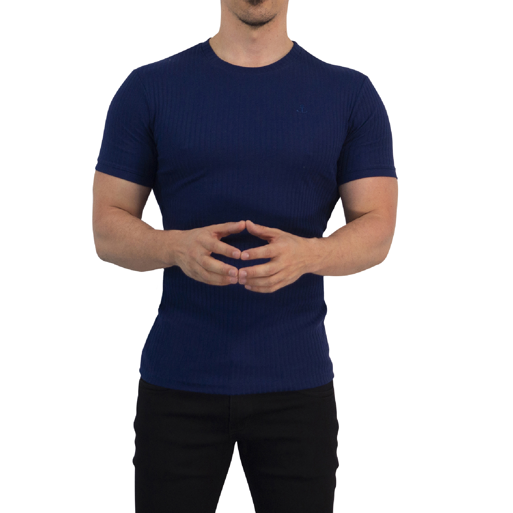 John Leopard Playera Ribbed Short Sleeve Navy - Imagen 4