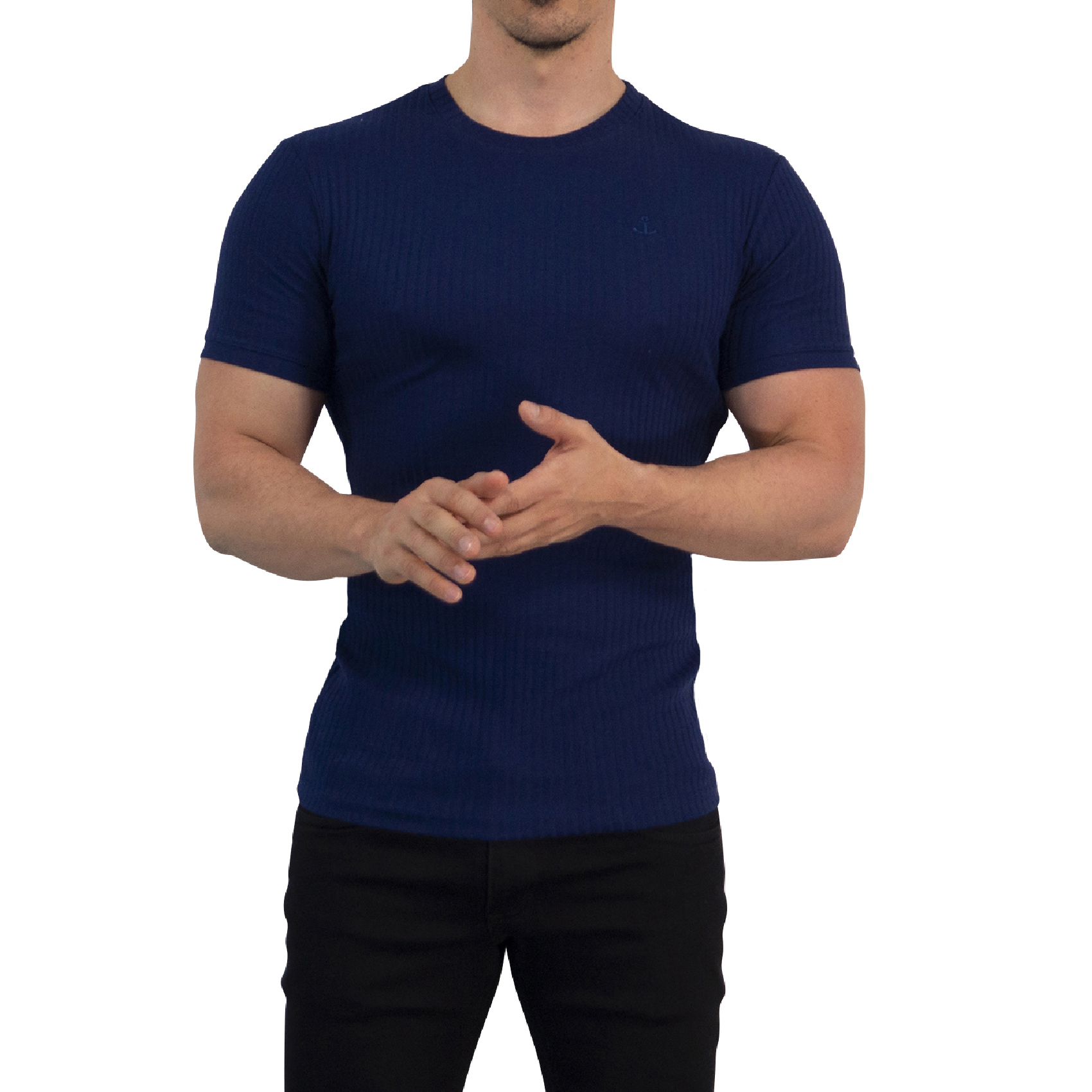 John Leopard Playera Ribbed Short Sleeve Navy - Imagen 5