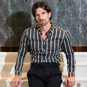 John Leopard Camisa Slim Fit Light Stripe Dark Gray