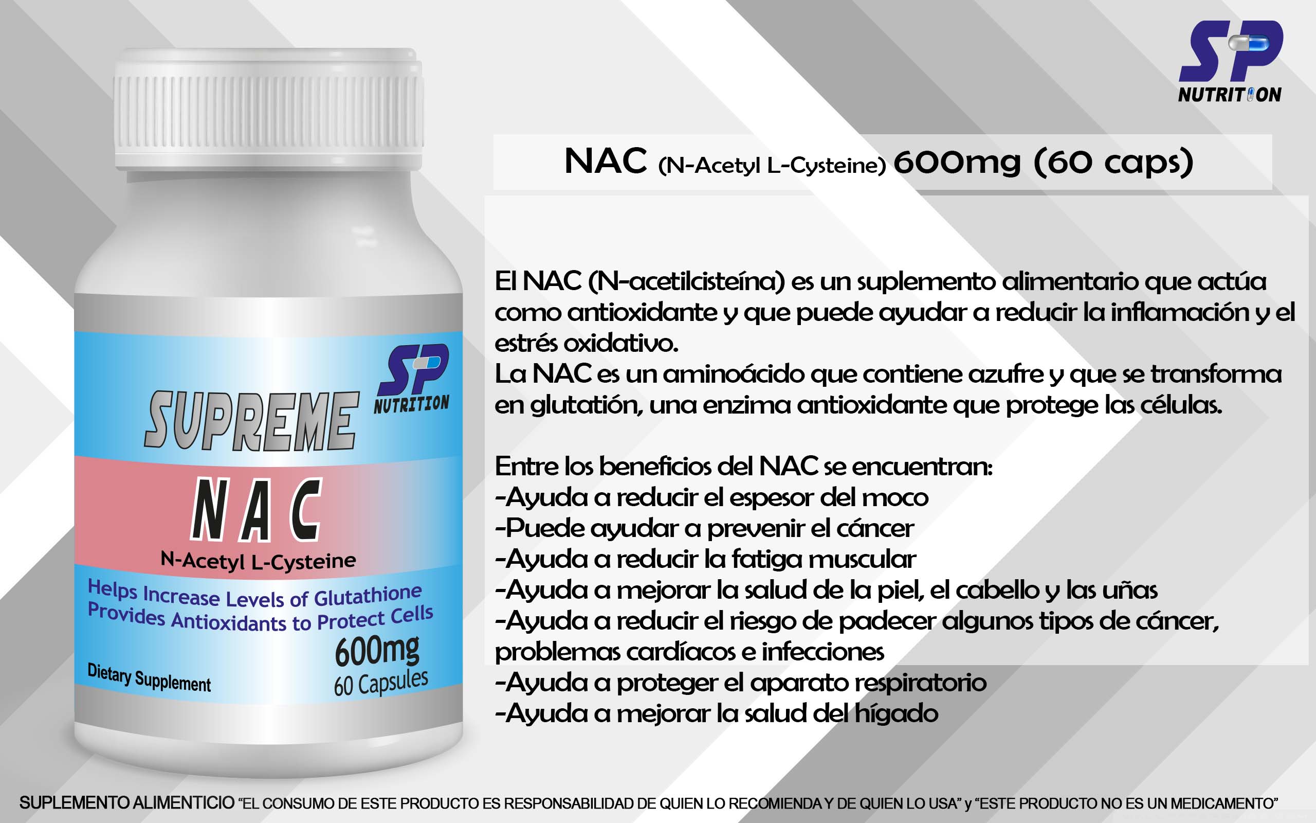 NAC (N-Acetyl L-Cysteine) 600mg - Imagen 2