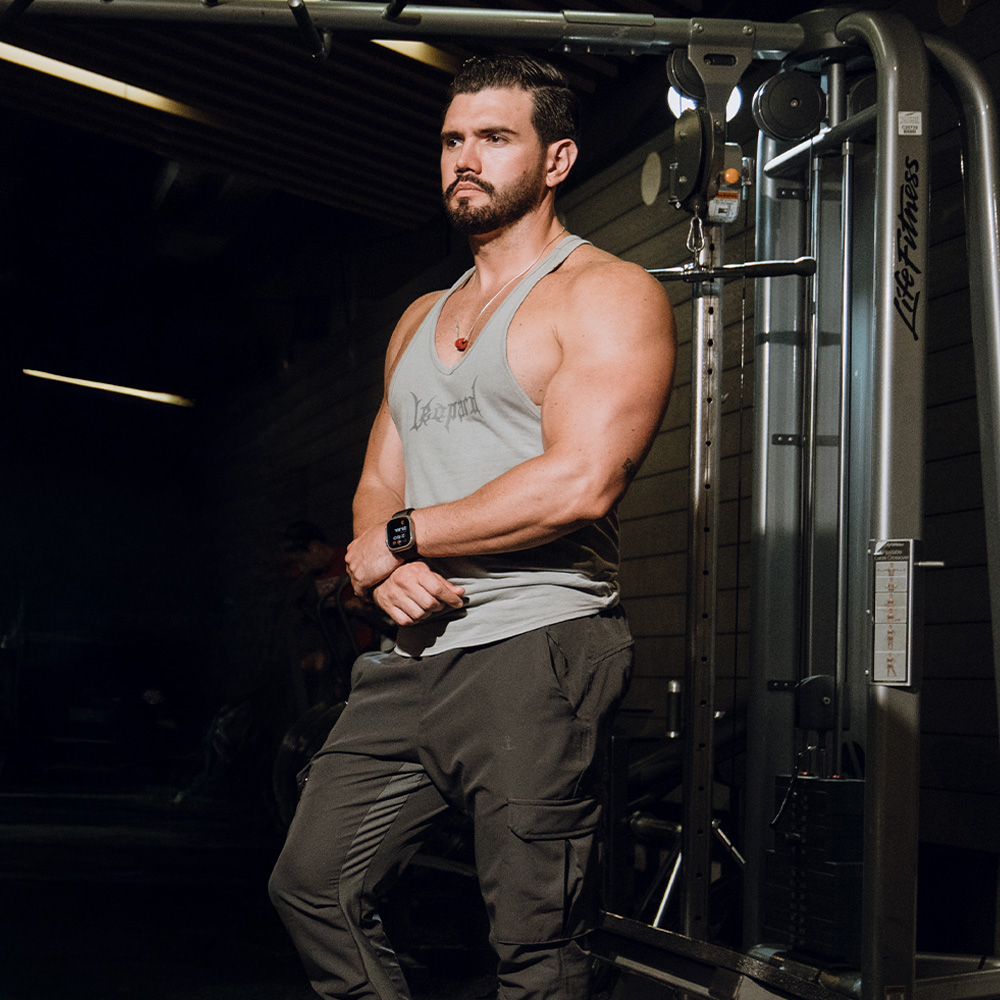 John Leopard Playera Stringer Tank Dark Series Light Gray