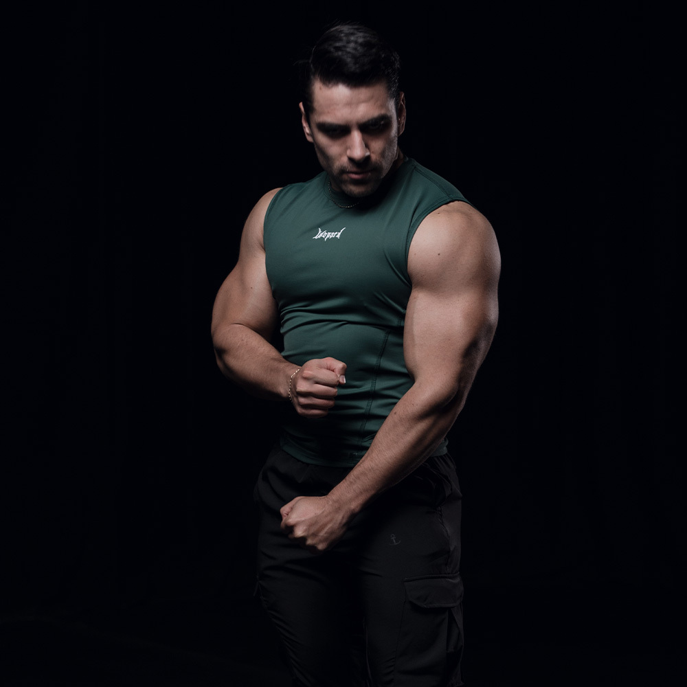 John Leopard Strike Ops Compression Tank Sleeve Dark Green