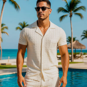 John Leopard Havana Knitted Shirt Bambú Raw White