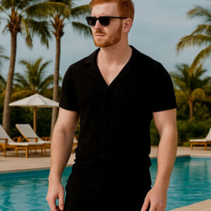 John Leopard Havana Knitted Shirt Bambú Black