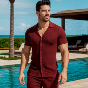 John Leopard Havana Knitted Shirt Bambú Merlot