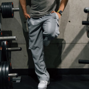 John Leopard Parachute Cargo Track Pants Light Gray