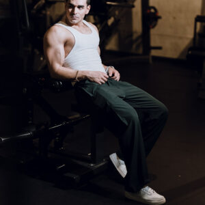 John Leopard Parachute Cargo Track Pants Dark Green